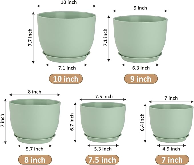 YNNICO Plant Pots 10/9/8/7.5/7 inch Flower Pots - Image 2