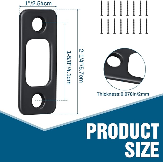 Blulu 8 Pcs 1" x 2-1/4" Door Deadbolt Strike Plate - Image 2