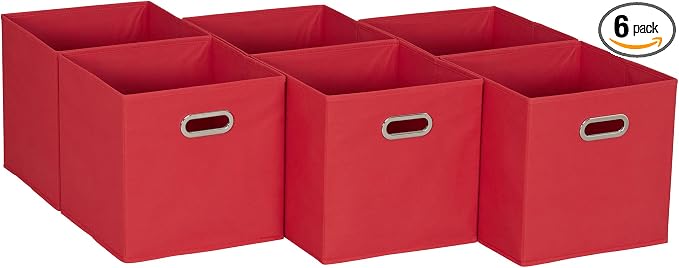 Household Essentials Foldable Fabric Storage Cubes 6-Pack – 11x11x11 Stackable by HouseholdEssentials