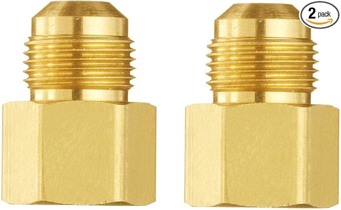 2 pcs Brass Flare Tube Fitting Coupling Gas Adapter 3/8" Male Flare x 1/2" NPT by ANPTGHT
