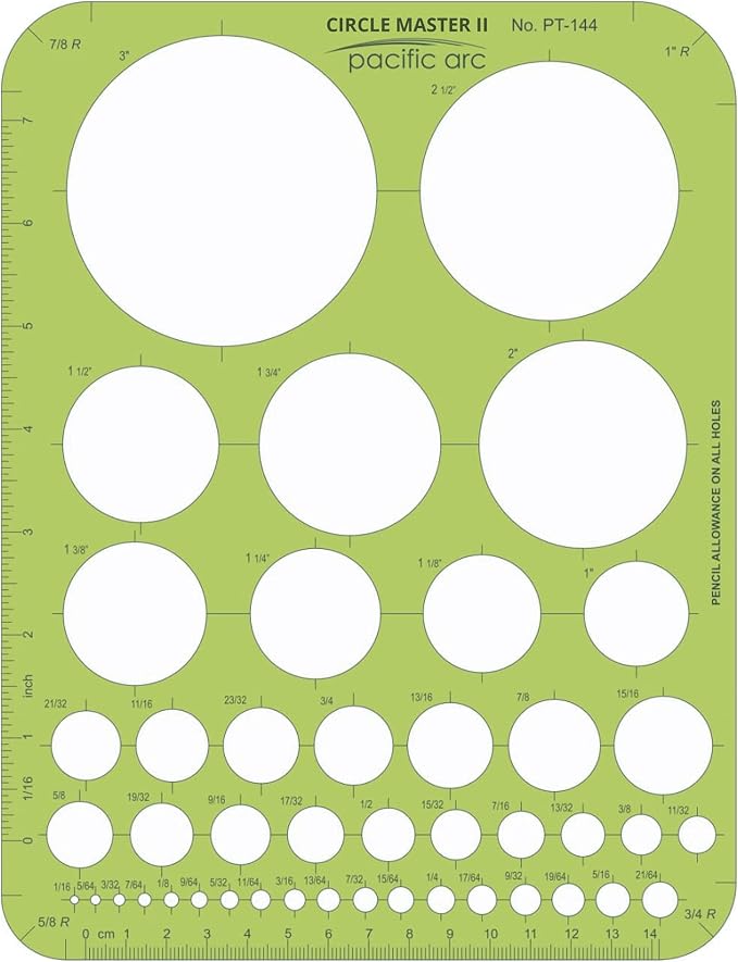 Pacific Arc - Circle Master II, 44 Shapes from 1/16 to 3 inch - Stencils by PacificArc