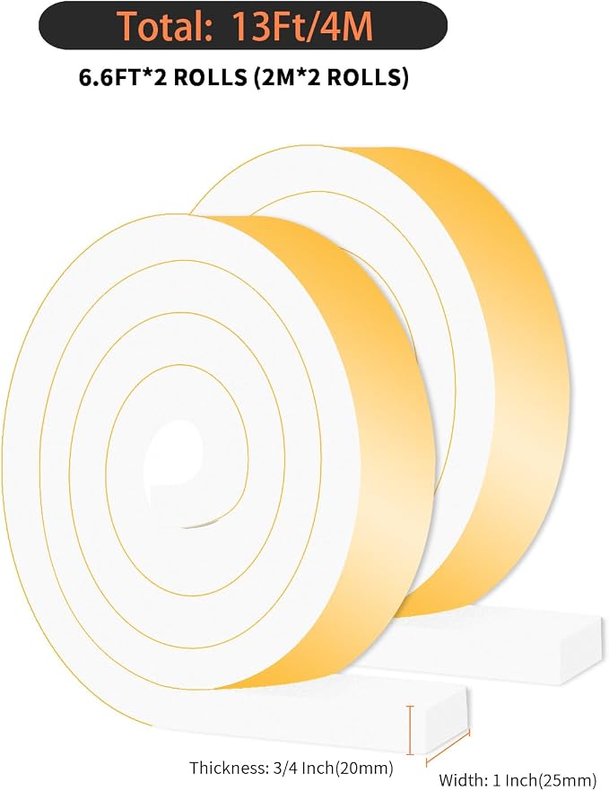 Foam Weather Stripping Tape, High Density CR, 1 in x 3/4 in x 13 Ft | Weather - Image 4