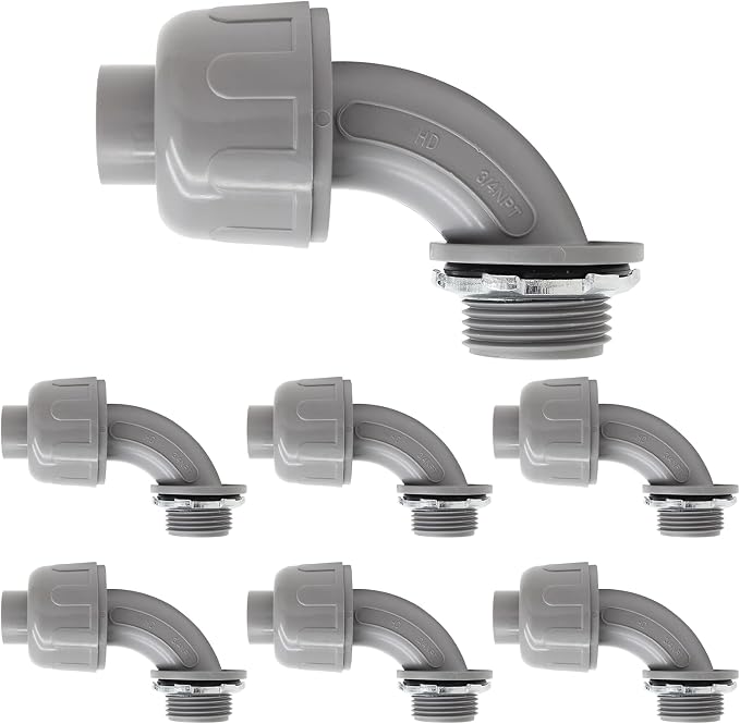 6Pcs 3/4 Inch NPT Liquid Tight Connector 90 Degree | Nonmetallic, Electrical - Image 7