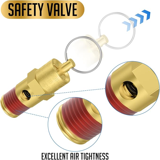 2 Pcs 1/4" NPT 135 PSI Air Compressor Pressure Relief Valve, Brass Safety Valve - Image 5