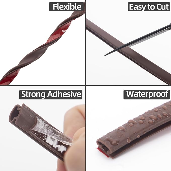 ESUFEIR 49ft D Shape Weather Stripping Seal Strip, Self-Adhesive Rubber - Image 7