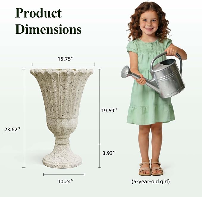 Tall Plastic Urn Planters and Pedestal - Image 2