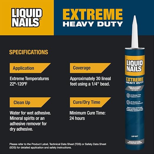 Liquid Nails Extreme Heavy Duty 10 oz. White Latex-Based Interior/Exterior - Image 4