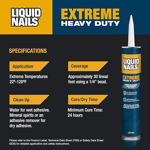 Liquid Nails Extreme Heavy Duty 28 oz. White Latex-Based Construction Adhesive - Image 4