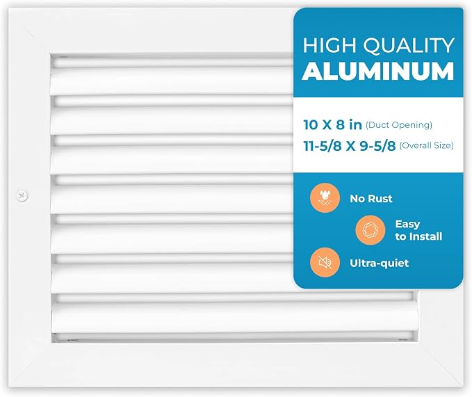 Rustproof 10 x 8 Inch Aluminum Vent Cover – Quiet Return Air Grille by Air360