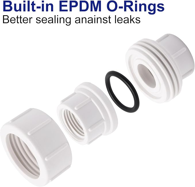 1/2 inch PVC Pipe Union Fittings, PVC Connectors Female Thread Coupling - Image 4