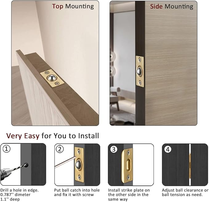 JQK Closet Ball Catch Door Hardware, Stainless Steel Catch Adjustable - Image 3