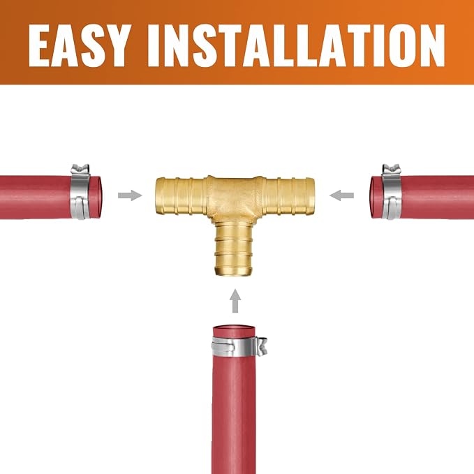 6-Pack 1/2" PEX Tee, PEX Fittings 1/2 Inch Tee | Brass - Image 4