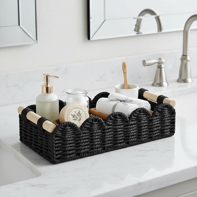 CubesLand Toilet Paper Storage Basket Organizer, Small Wicker Decor Basket | - Image 5