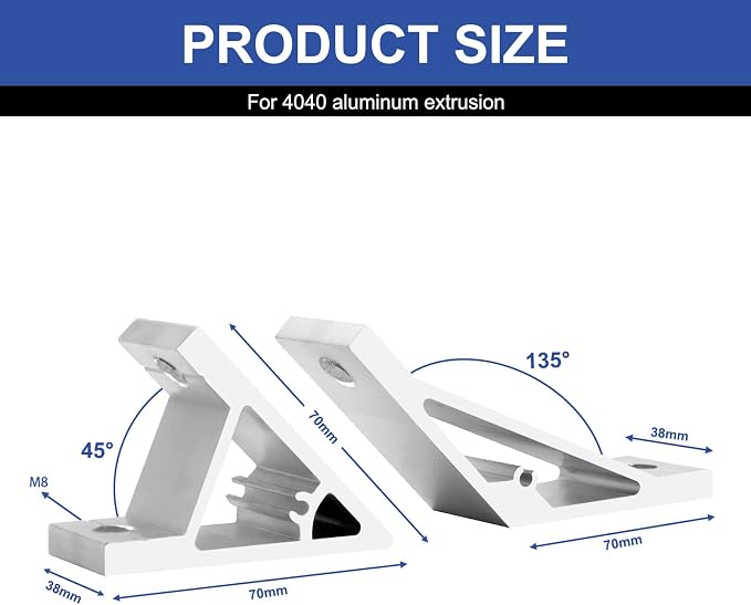 8pcs 4040 45/135 Degree Corner Bracket Connector 4040 Extrusion Hardware T-Slot - Image 2