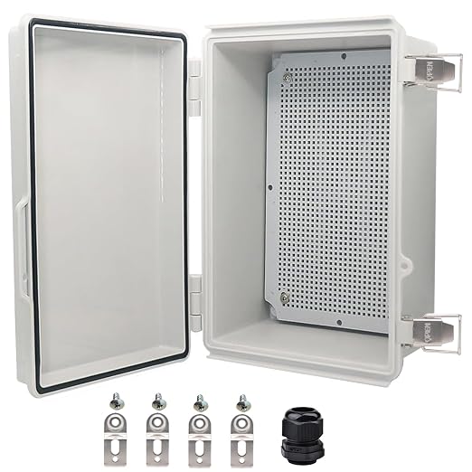 Waterproof Electrical Box, IP67 Junction Box Stainless Steel Latch Hinged Grey by YETLEBOX