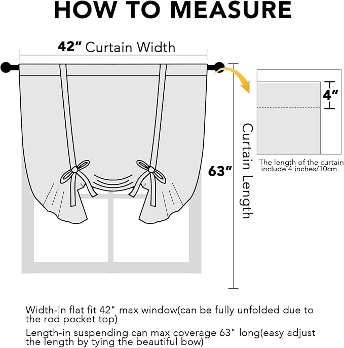 H.VERSAILTEX Blackout Tie Up Curtain 2 Panels Thermal Insulated Window Shade - Image 2