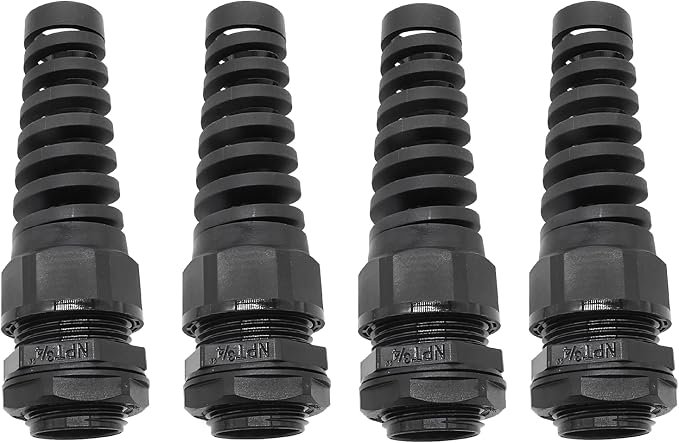 Cable Gland, NPT 3/4", Nylon Joint, Adjustable Locknut, Flex Spiral Strain - Image 5