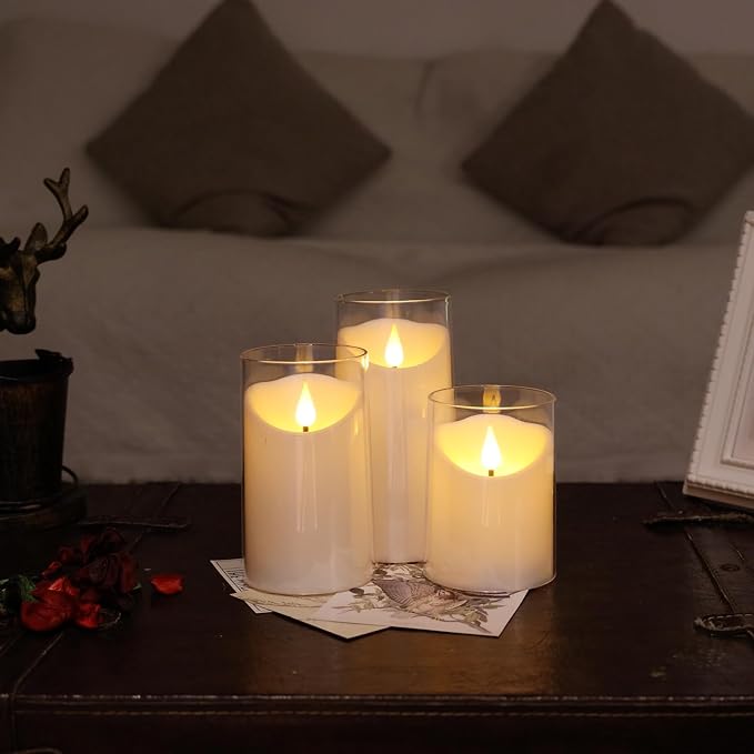 NURADA Flameless Candles with Remote Timer: 3D Wick Battery Operated Led Pillar - Image 3
