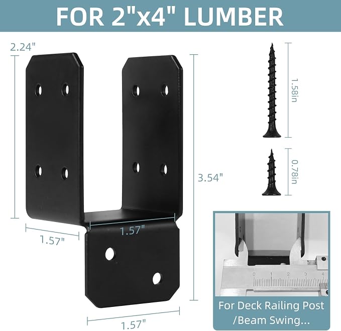8pcs Black Caps Tie Bracket for 2x4 - Image 2