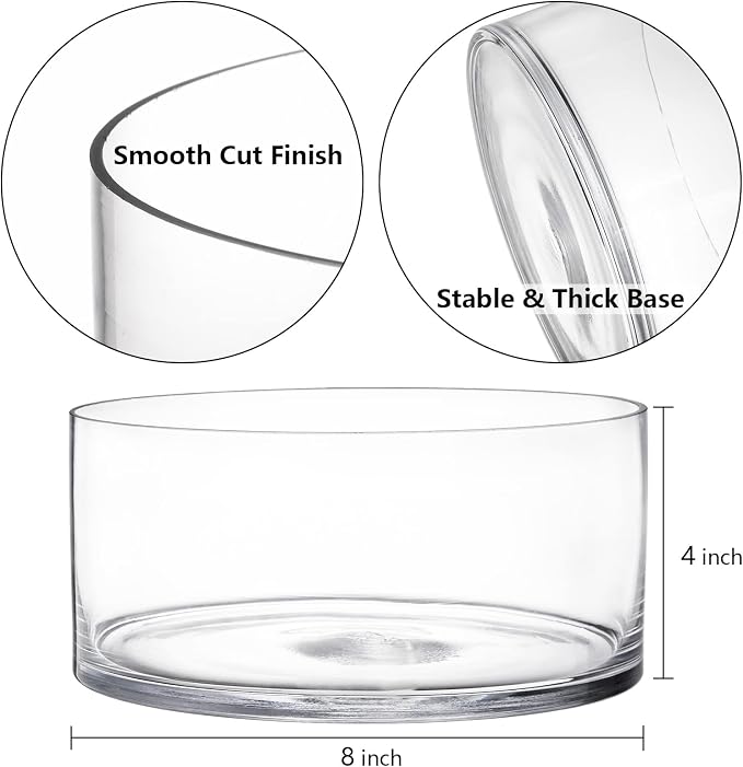 Wide Glass Cylinder Vase, Cylinder Terrarium Bowl, Decorative Centerpiece - Image 2
