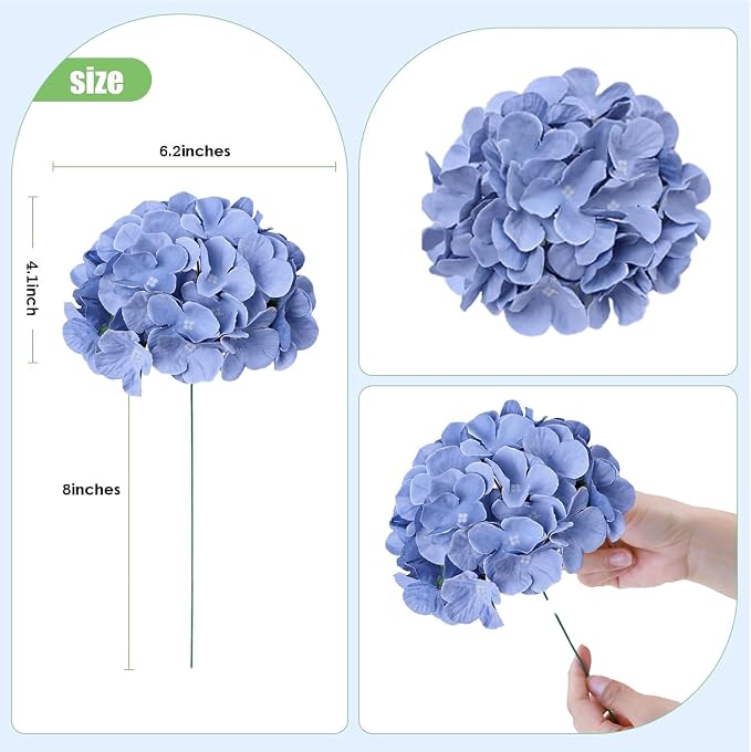 AVIVIHO 105PCS Dusty Blue Fake Flowers Hydrangea Artificial Flowers Bulk Silk - Image 3
