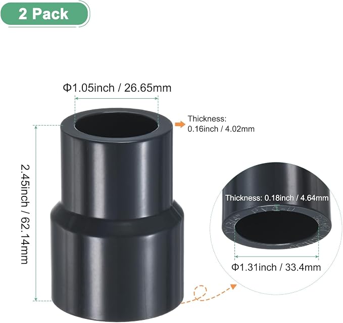 M METERXITY 2-Pack UPVC Reducer Pipe Fitting - Image 3