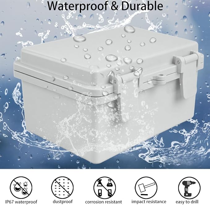 Junction Box, Hinged Grey Cover IP67 Waterproof ABS Project Box - Image 2