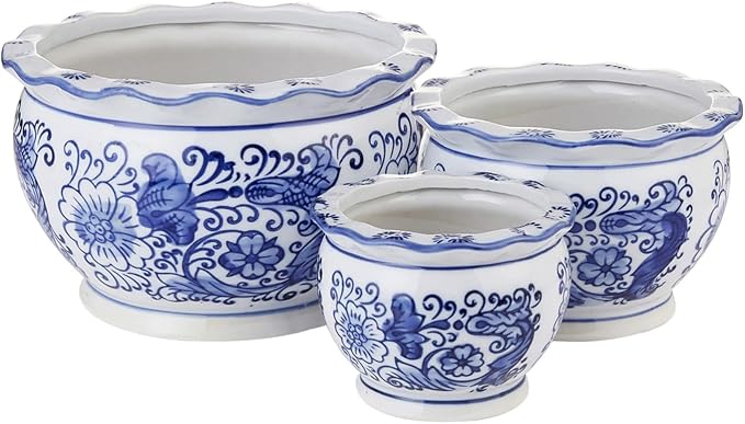 HakkaGirl Blue and White Planters, Succulent Pots Ceramic Plant Pots Indoor by HakkaGirl