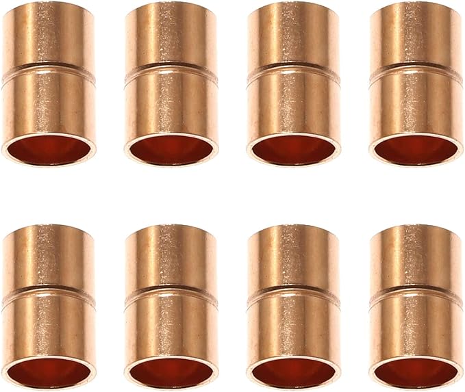 RLECS 8pcs Straight Copper Coupling Rolled Tube Stop Pipe Fitting 3/8 Inch ID by Unknown