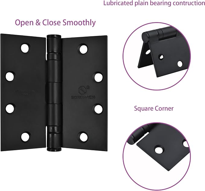Matte Black Heavy Duty Door Hinge 4.5 X 4.5 Inch Ball Bearing Commercial Hinges - Image 7