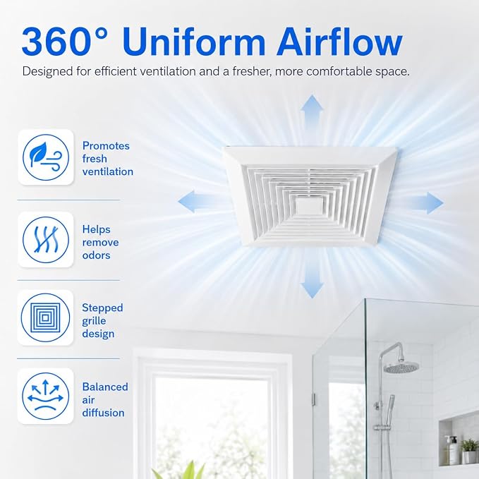 White Square Bathroom Exhaust Fan Cover - Image 6