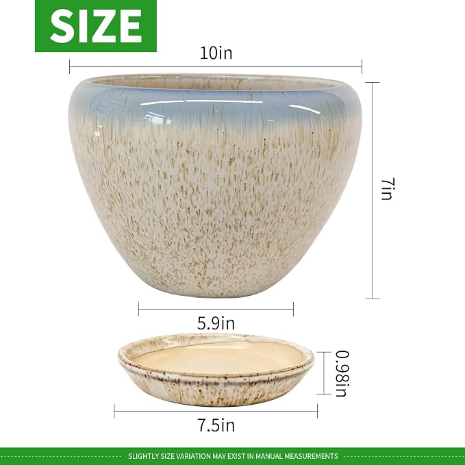 Deep Dream 10 Inch Plant Pot- Ceramic Planter Pot Round Plant Pots - Image 3