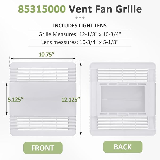 Bathroom Fan Grille Cover with Lens, Fits Br-oan Nu-Tone 663-769 Series - Image 2