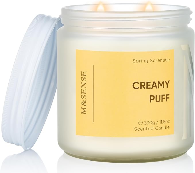 M&SENSE Sandalwood Gardenia Large Soy Candles, 11.6oz Natural Non Toxic | by MSENSE