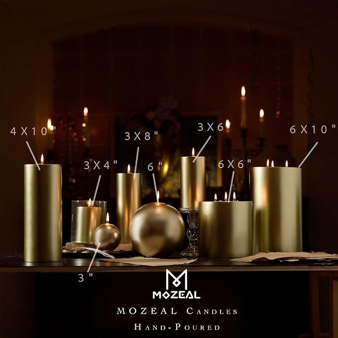 MOZEAL 3" x 4" Hand-Poured Unscented Candle, Dripless Pillar Candle Set of 3 - Image 3