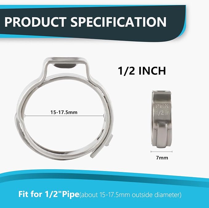 500Pack Seelink 1/2 Inch PEX Cinch Clamp Rings, Crimp Rings - Image 2