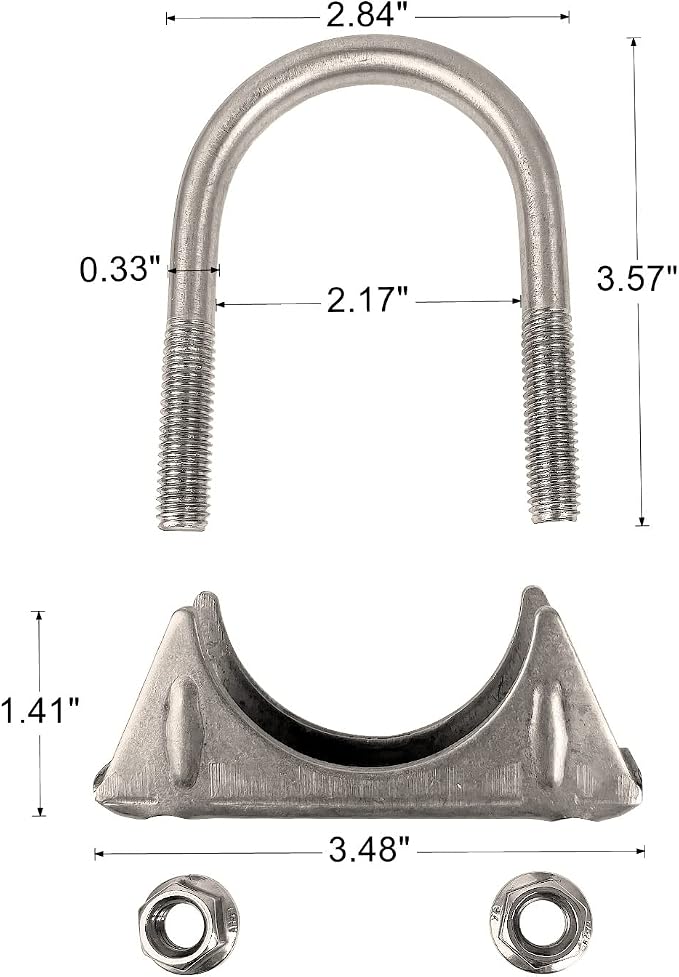 Heavy Duty2 Inch Exhaust U Bolt Clamp Stainless Steel | 8.5mm Thick Rod - Image 2