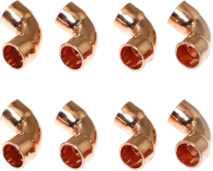 RLECS 8PCS 3/8inch ID 90 Degree Copper Elbow Short-Turn Copper Pipe Fitting by Unknown