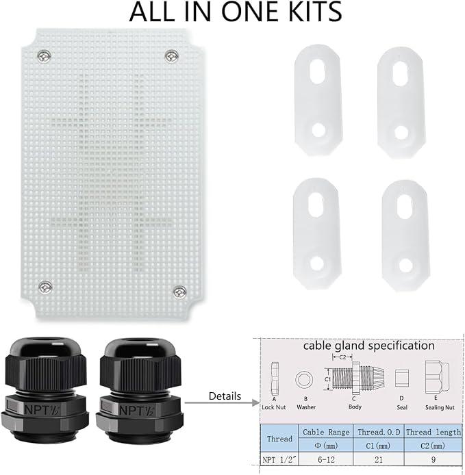 Junction Box, Hinged Clear Cover IP67 Waterproof ABS Project Box - Image 6