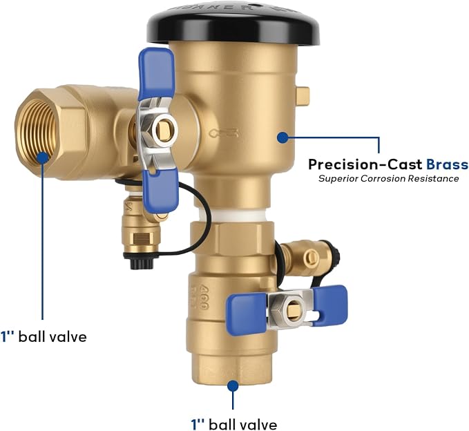 MEASUREMAN 1" Pressure Vacuum Breaker Assembly, Heavy-Duty Bronze Backflow - Image 3