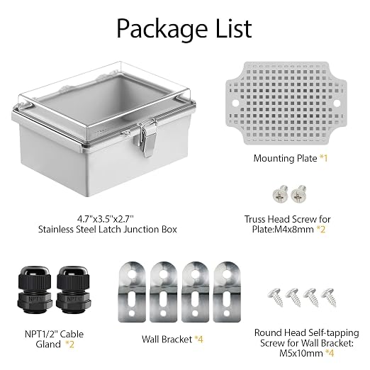 Electrical Box, IP67 Waterproof Hinged Clear Cover Stainless Steel Latch - Image 9