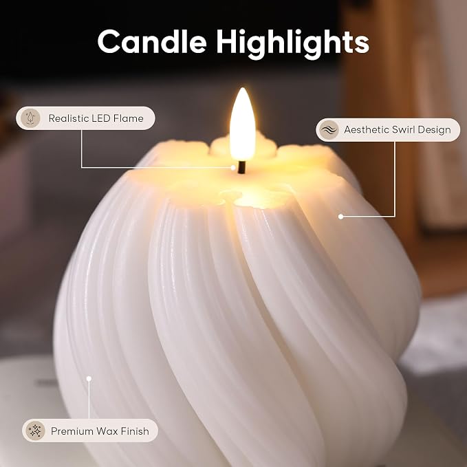 White Swirl Flameless Candles - Image 3