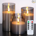 Amagic Gray Glass Flameless LED Candles Battery Operated by AMAGIC