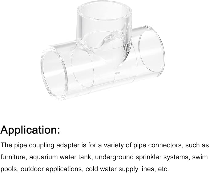 uxcell 1Pcs Clear Elbow Fitting, 32mm/1.26" 3 Way Acrylic Elbow T-Shaped Pipe - Image 3
