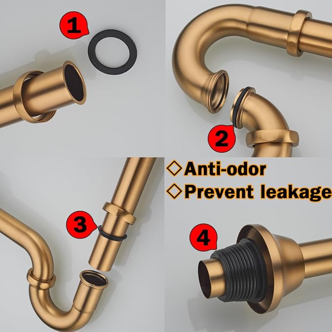 RANDOM Brass P Trap Bathroom Sink U-Shape 1-1/4 inch Sink Trap - Image 8