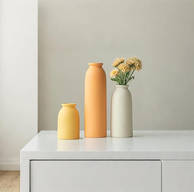 10.4 inches Tall Decorative Ceramic Vase Set, 3 Pieces, 10 inches Nordic Modern - Image 8