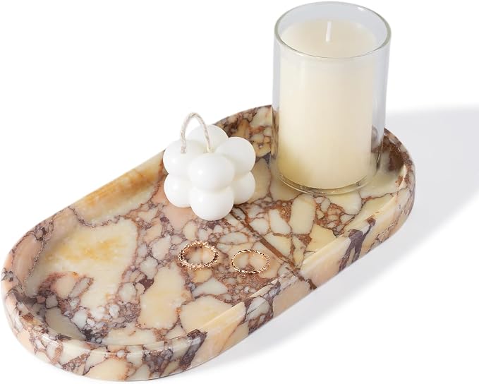 Natural Marble Tray for Decor, Marble Vanity Tray for Perfume, Stone Decorative by Koville