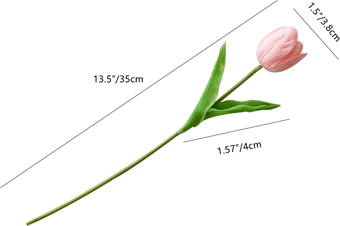 Mandy's 12pcs Artificial Light Pink Open Tulips | 13.5 Inch Lifelike PU Tulips - Image 2