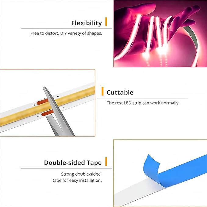 ZSLAIFU 5V USB LED Light Strip, COB LED Strip Lights, Small LED Strip Light - Image 3