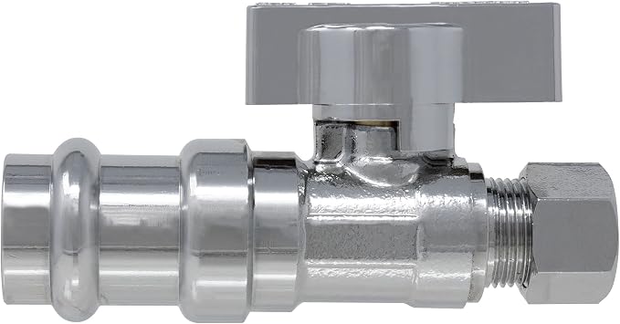 1/4 Turn Press Straight Stop Valve, 1/2" Press x 3/8" OD Compression | MiiFlex - Image 2